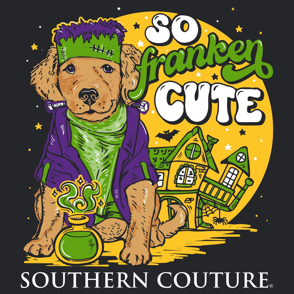 Southern Couture Classic Frankin Cute Puppy Halloween T-Shirt