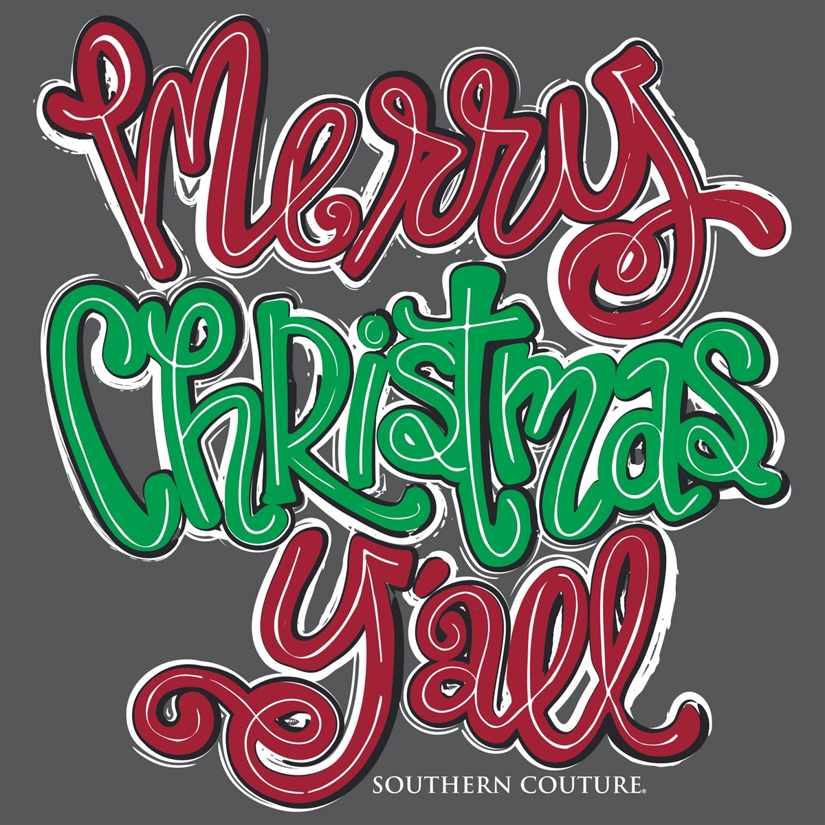 Southern Couture Merry Christmas Y'All Soft T-Shirt