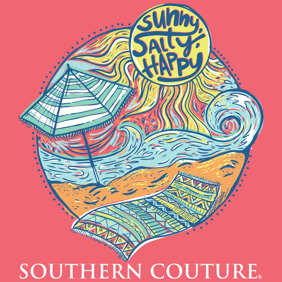 Southern Couture Classic Sunny Salty Happy T-Shirt - SimplyCuteTees