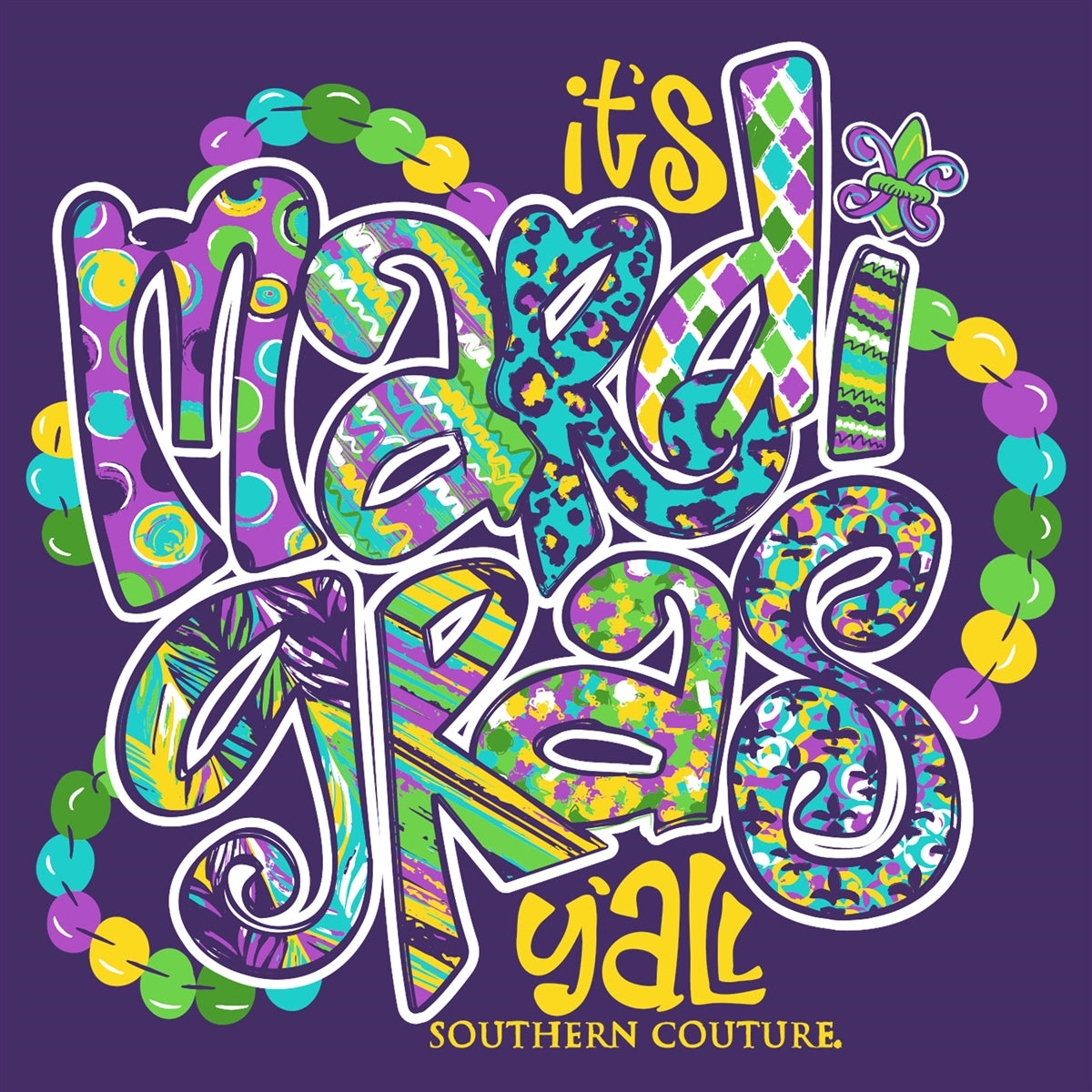 Southern Couture Soft It's Mardi Gras Y'All T-Shirt