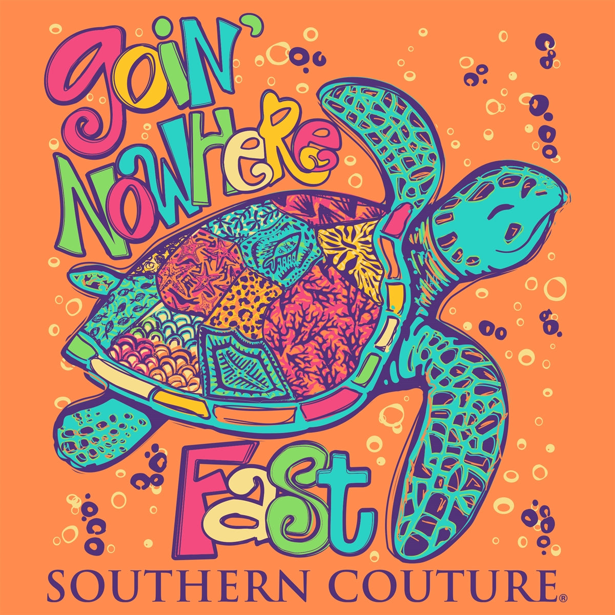 Southern Couture Classic Goin' Nowhere Fast Turtle T-Shirt - SimplyCuteTees