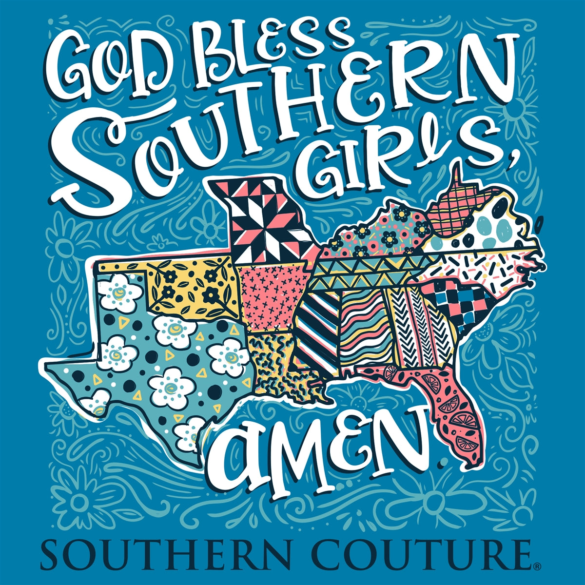 Southern Couture Classic God Bless Southern Girls T-Shirt - SimplyCuteTees