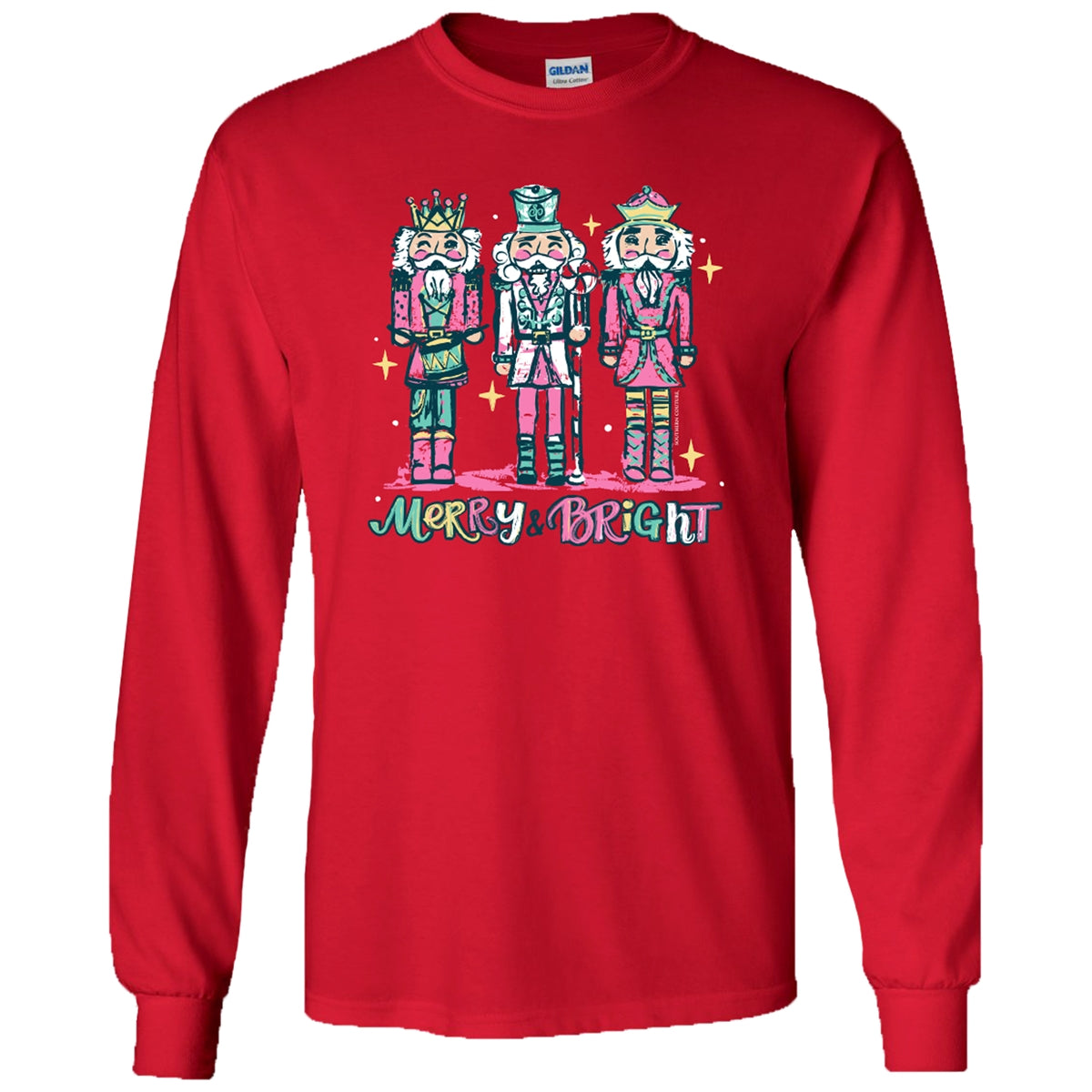 Southern Couture Merry &amp; Bright Nutcracker Holiday Soft Long Sleeve T-Shirt