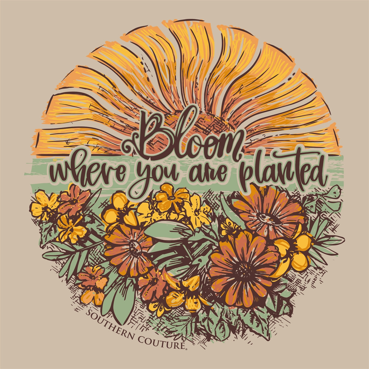 Southern Couture Classic Bloom Where You Are Planted T-Shirt - SimplyCuteTees