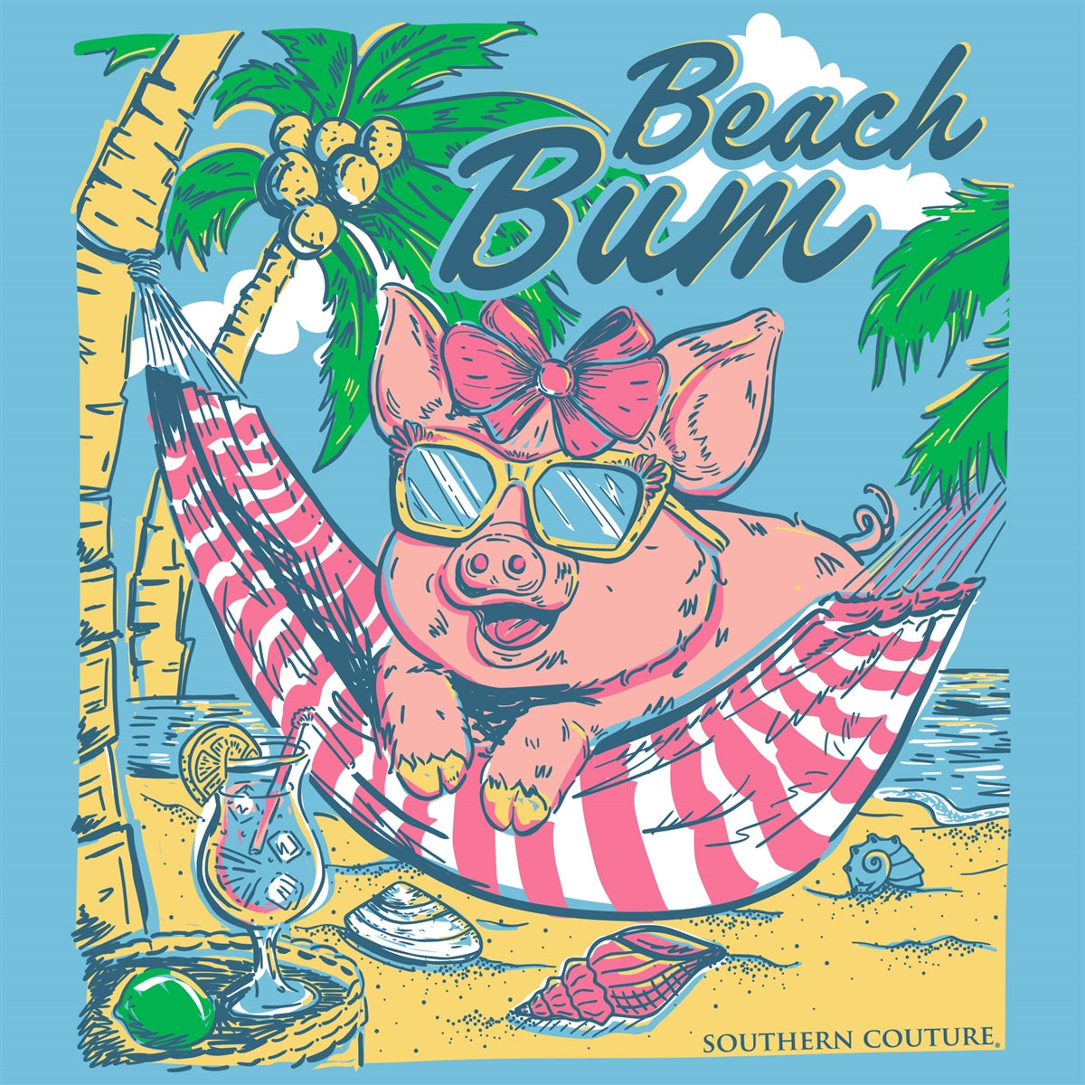 Southern Couture Classic Beach Pig T-Shirt - SimplyCuteTees