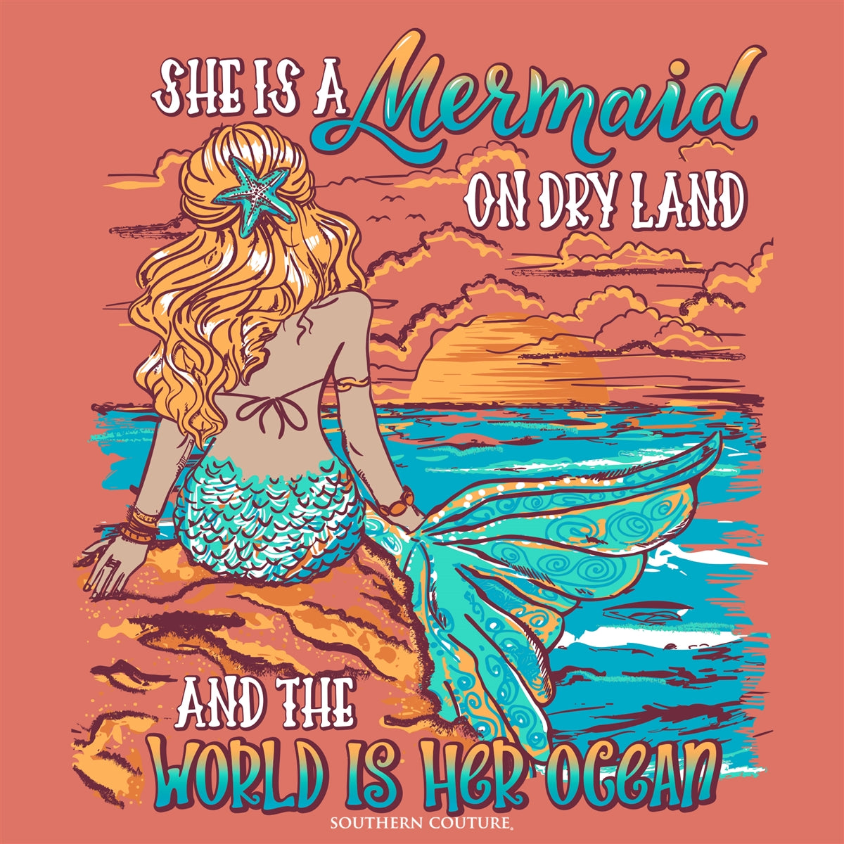 Southern Couture Classic She's A Mermaid T-Shirt - SimplyCuteTees