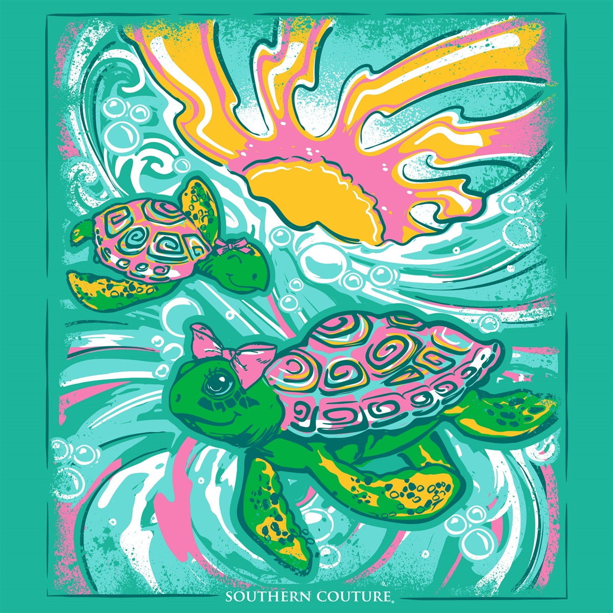 Southern Couture Sunshine Swimming Turtles Comfort Colors T-Shirt - SimplyCuteTees
