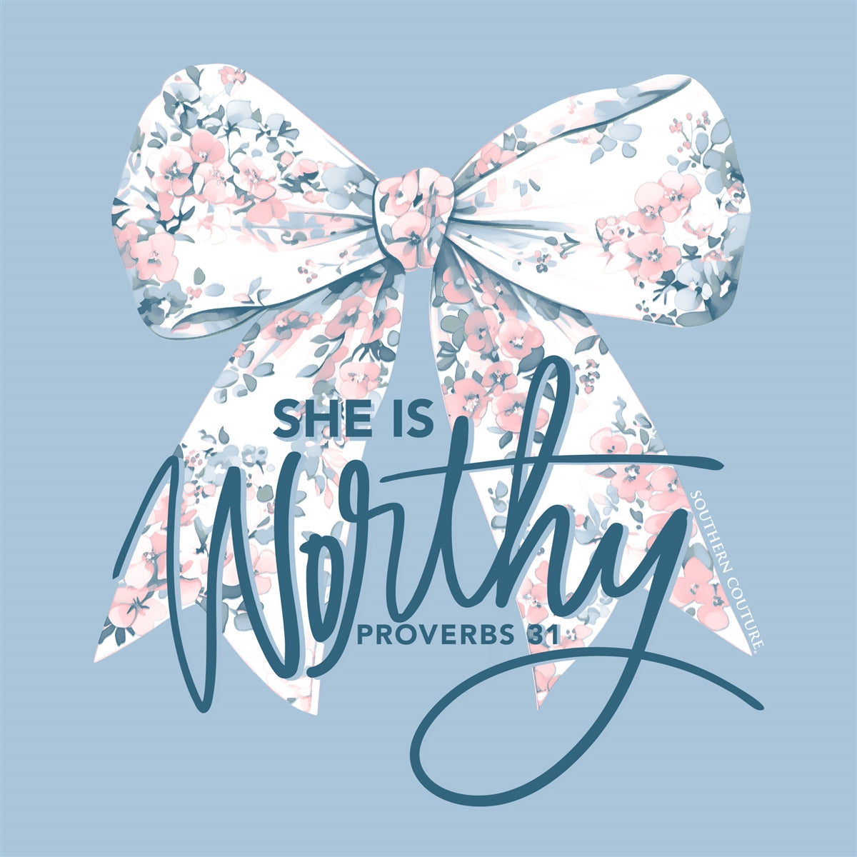 Southern Couture Soft She Is Worthy Bow T-Shirt - SimplyCuteTees