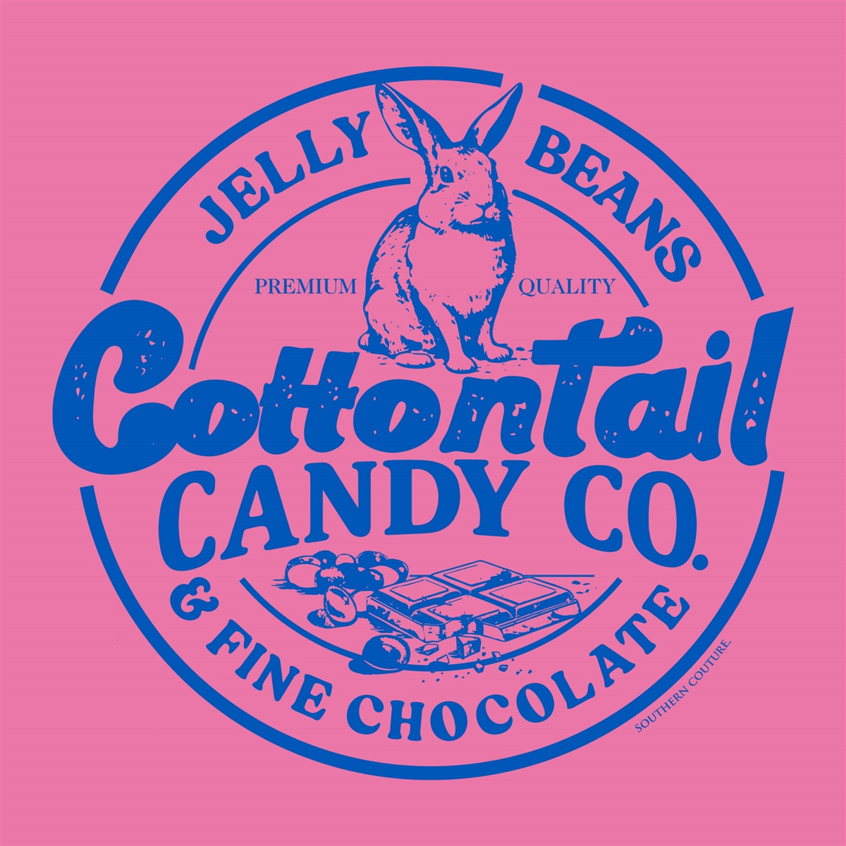 Southern Couture Soft Cottontail Candy Co Easter T-Shirt - SimplyCuteTees