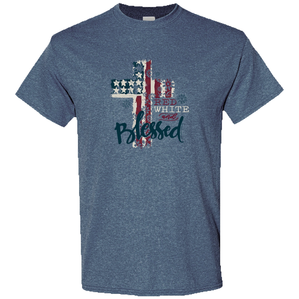 Southern Couture Soft Red, White And Blessed USA T-Shirt - SimplyCuteTees