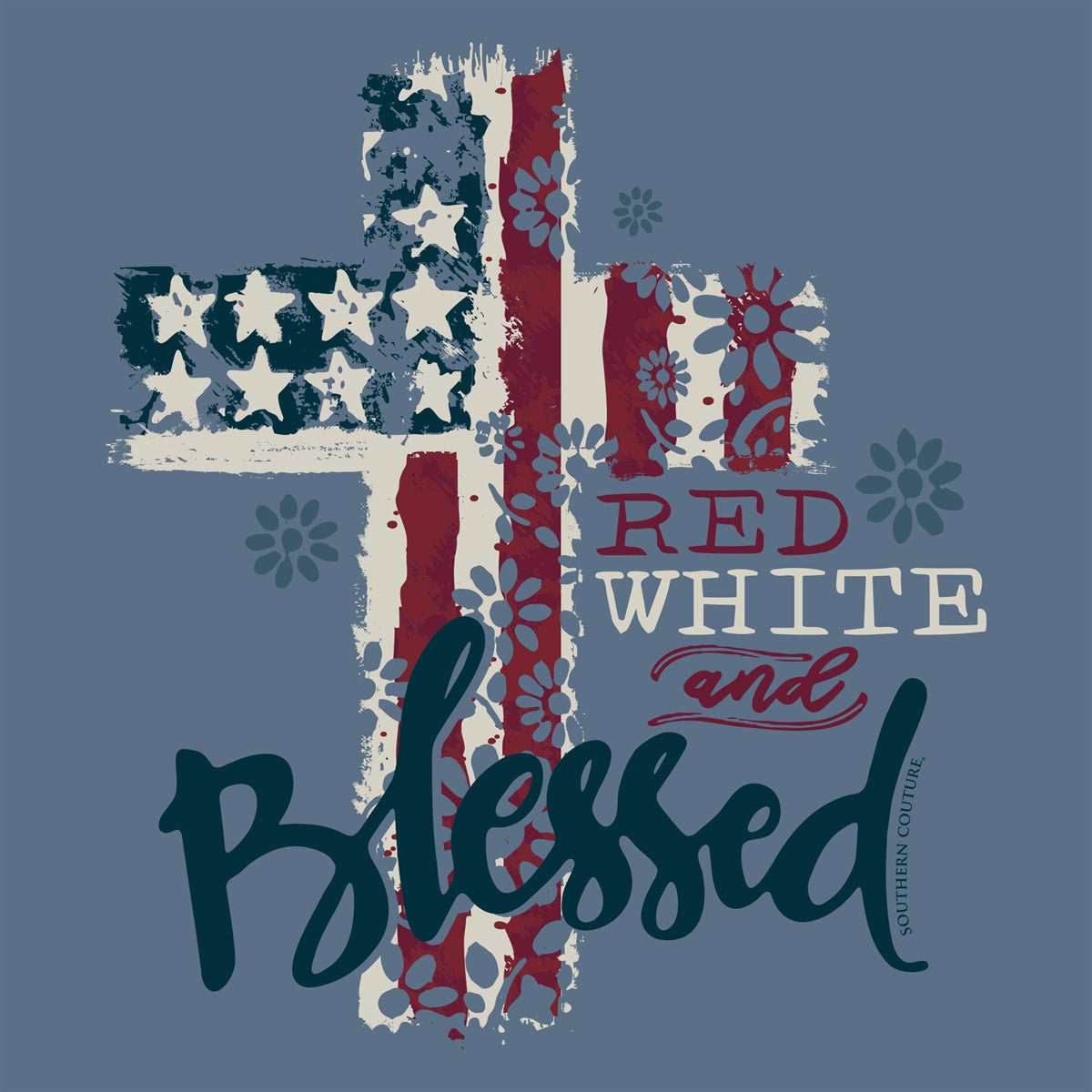 Southern Couture Soft Red, White And Blessed USA T-Shirt - SimplyCuteTees