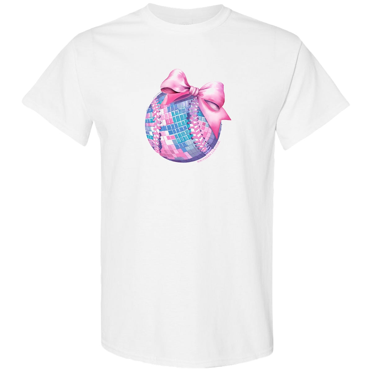 Southern Couture Soft Disco Baseball Bow T-Shirt - SimplyCuteTees