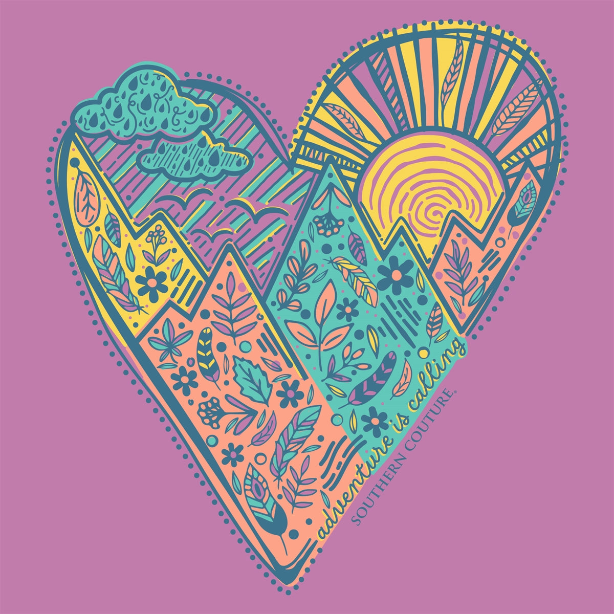 Southern Couture Classic Mountain Heart T-Shirt - SimplyCuteTees