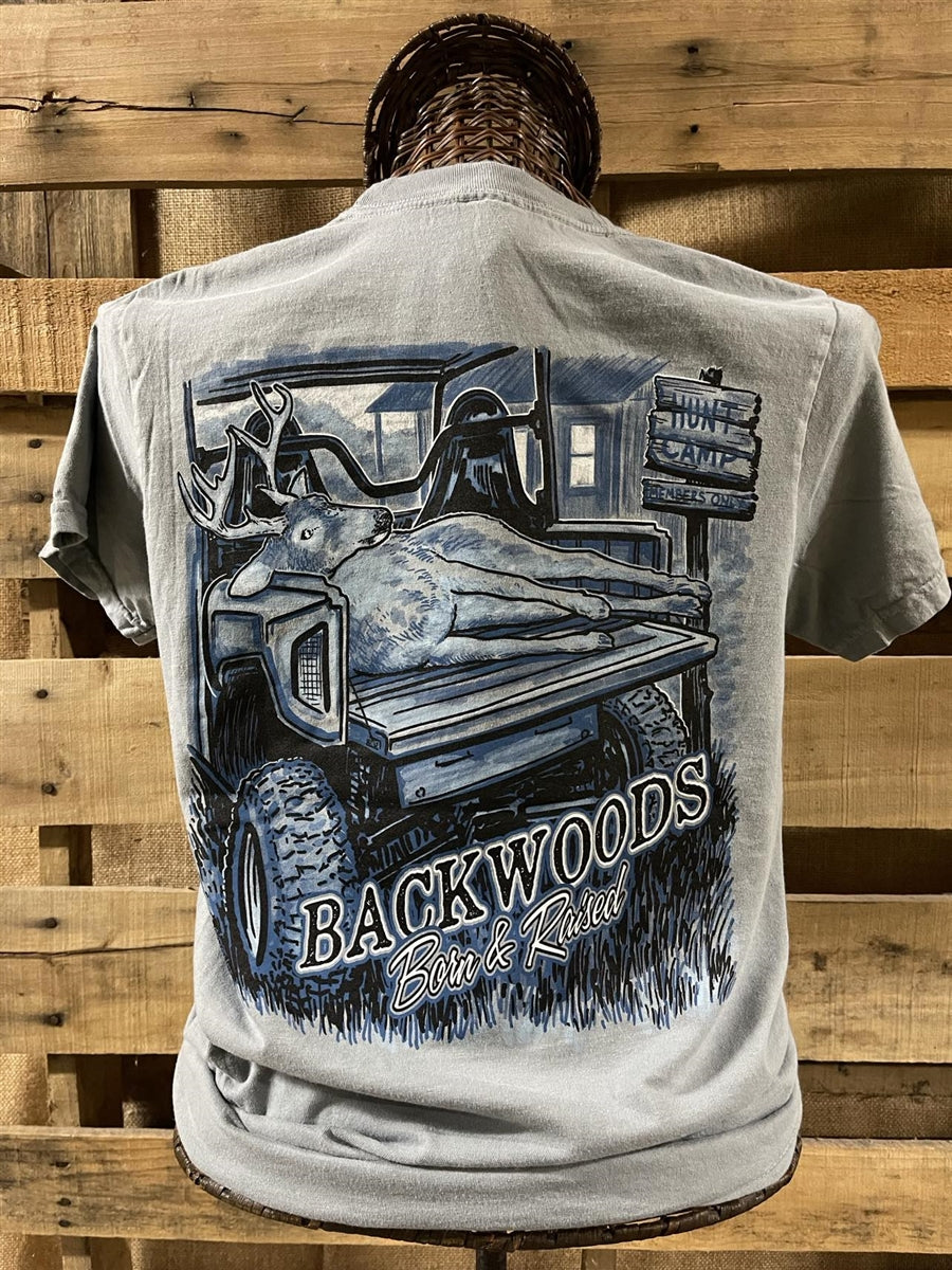Backwoods Born &amp; Raised Hunt Camp Comfort Colors Unisex T-Shirt - SimplyCuteTees