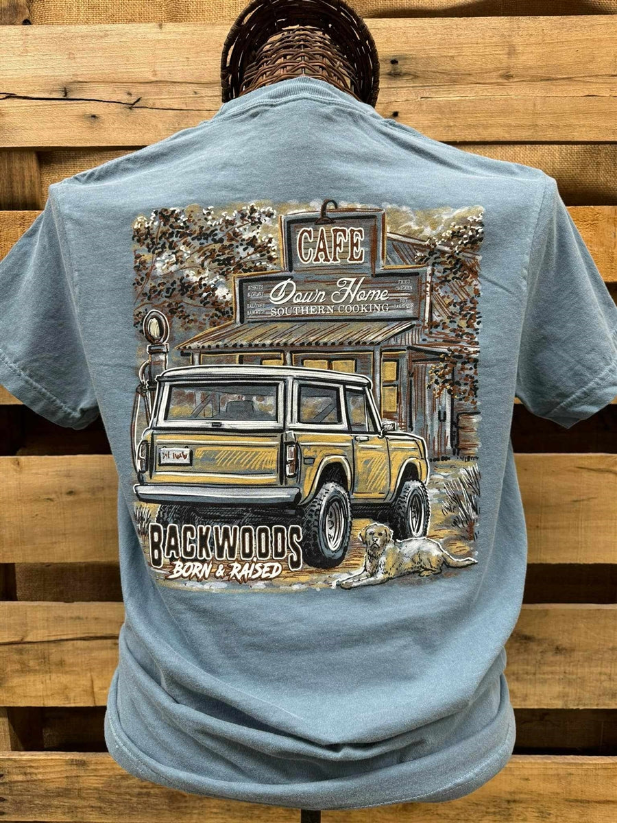 Backwoods Born &amp; Raised Cafe Comfort Colors Unisex T-Shirt - SimplyCuteTees