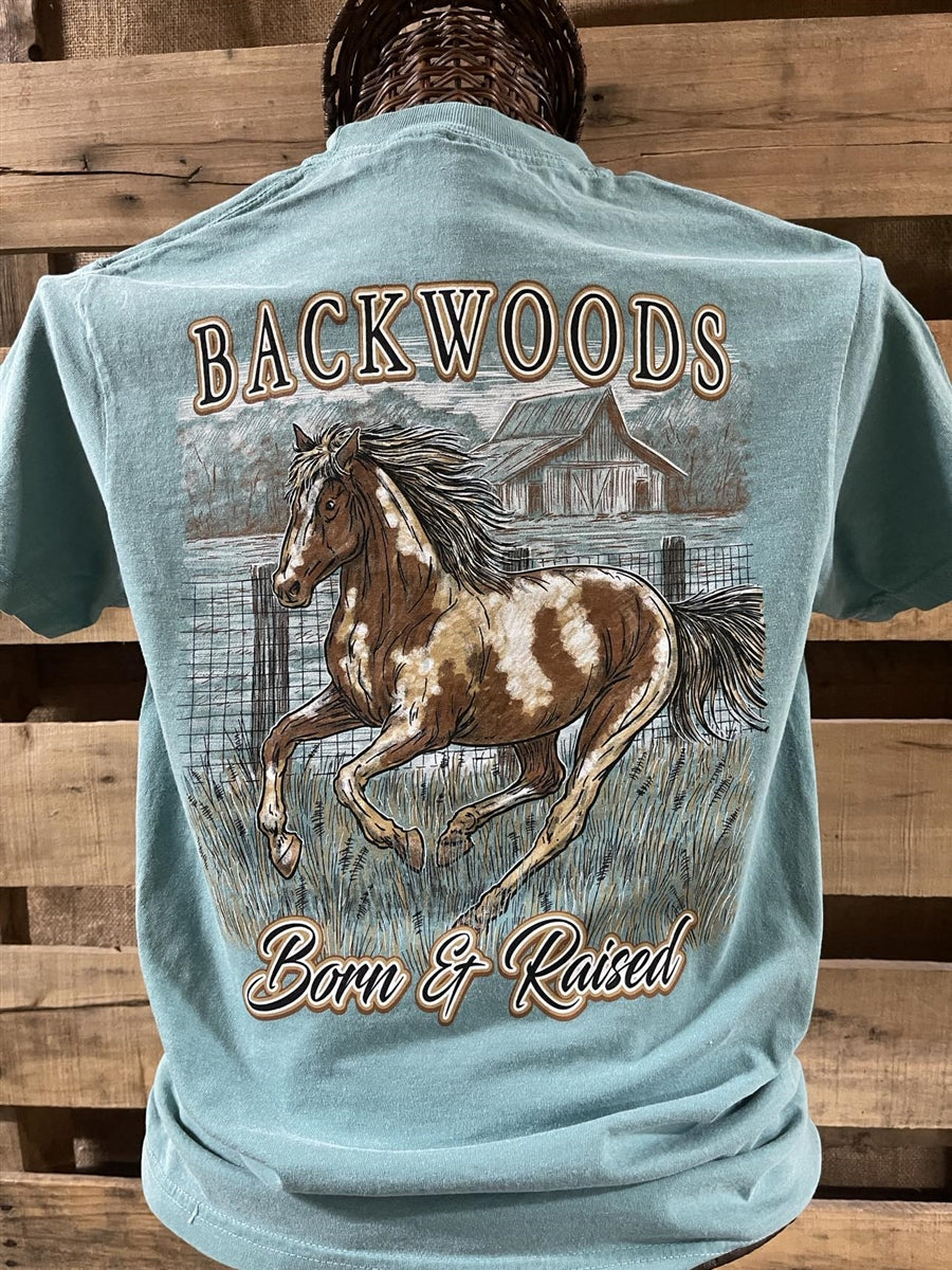 Backwoods Born & Raised Horse Comfort Colors Unisex T-Shirt - SimplyCuteTees