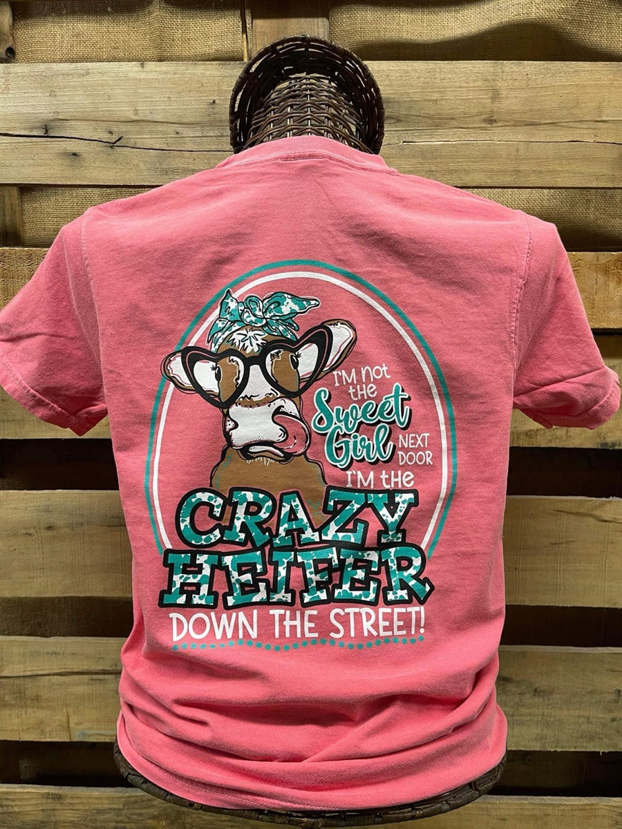 Southern Chics Crazy Heifer Cow Comfort Colors T-Shirt - SimplyCuteTees