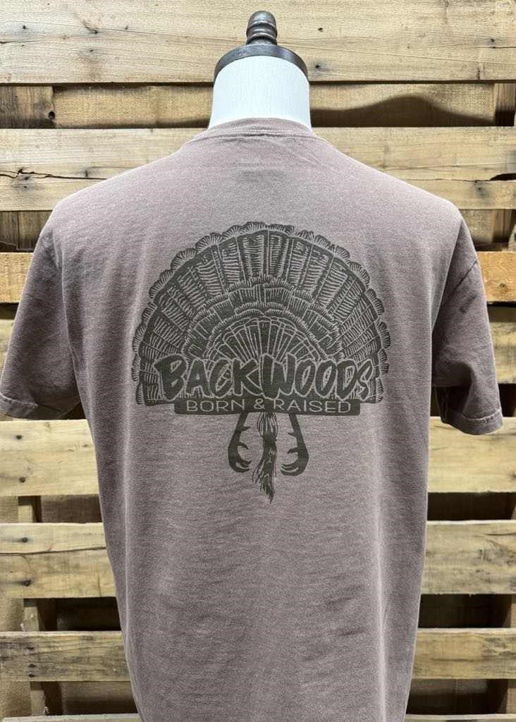 Backwoods Born & Raised Turkey Fan Comfort Colors Unisex T-Shirt - SimplyCuteTees