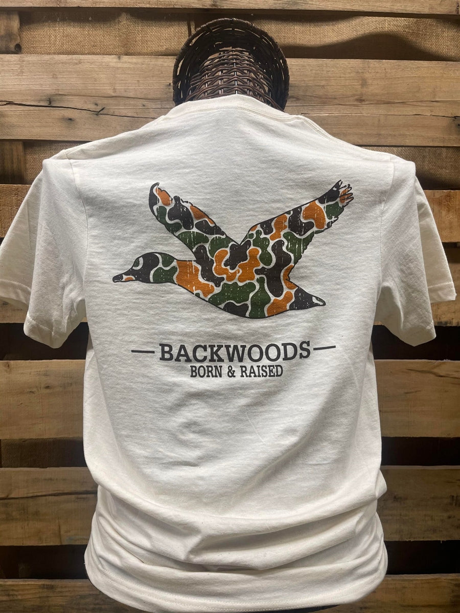 Backwoods Born &amp; Raised Camo Duck Comfort Colors Unisex T-Shirt