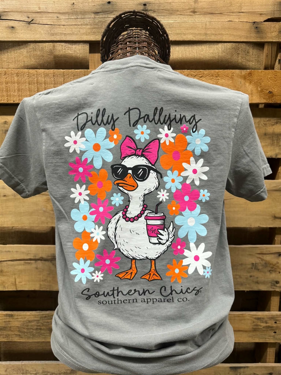 Southern Chics Dilly Dallying Bow Duck Comfort Colors T Shirt