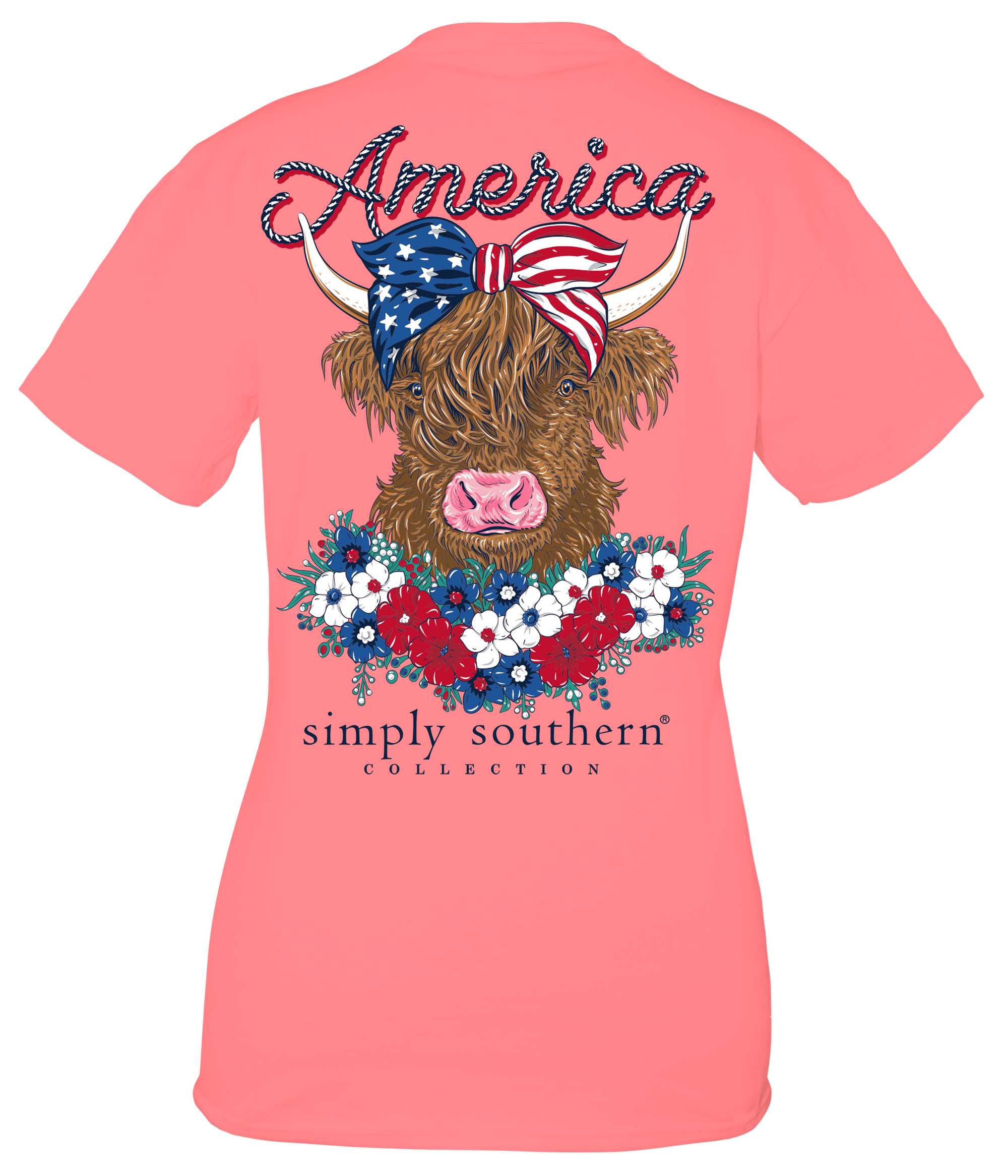 Simply Southern American Highland Cow USA T-Shirt