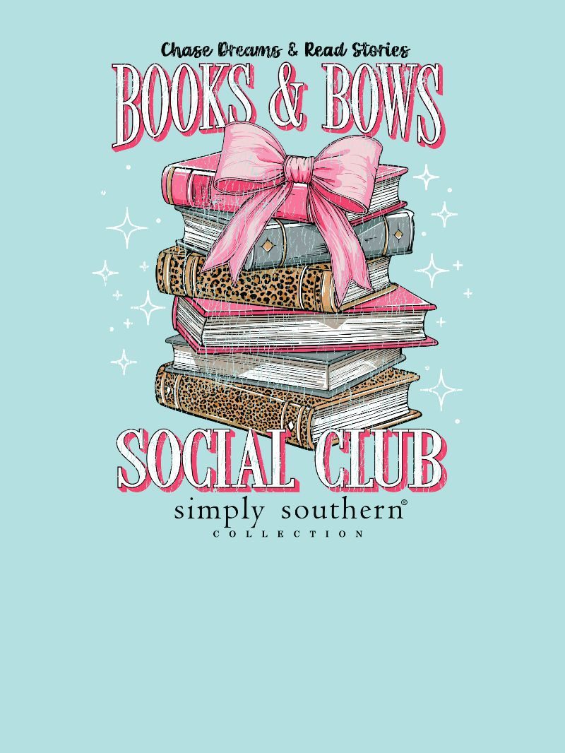 Simply Southern Books &amp; Bows Aqua T-Shirt - SimplyCuteTees