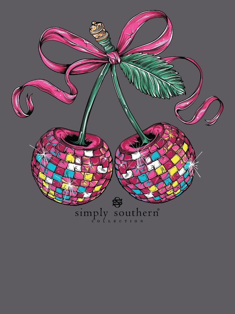 Simply Southern Disco Cherry Washed Coal T-Shirt - SimplyCuteTees