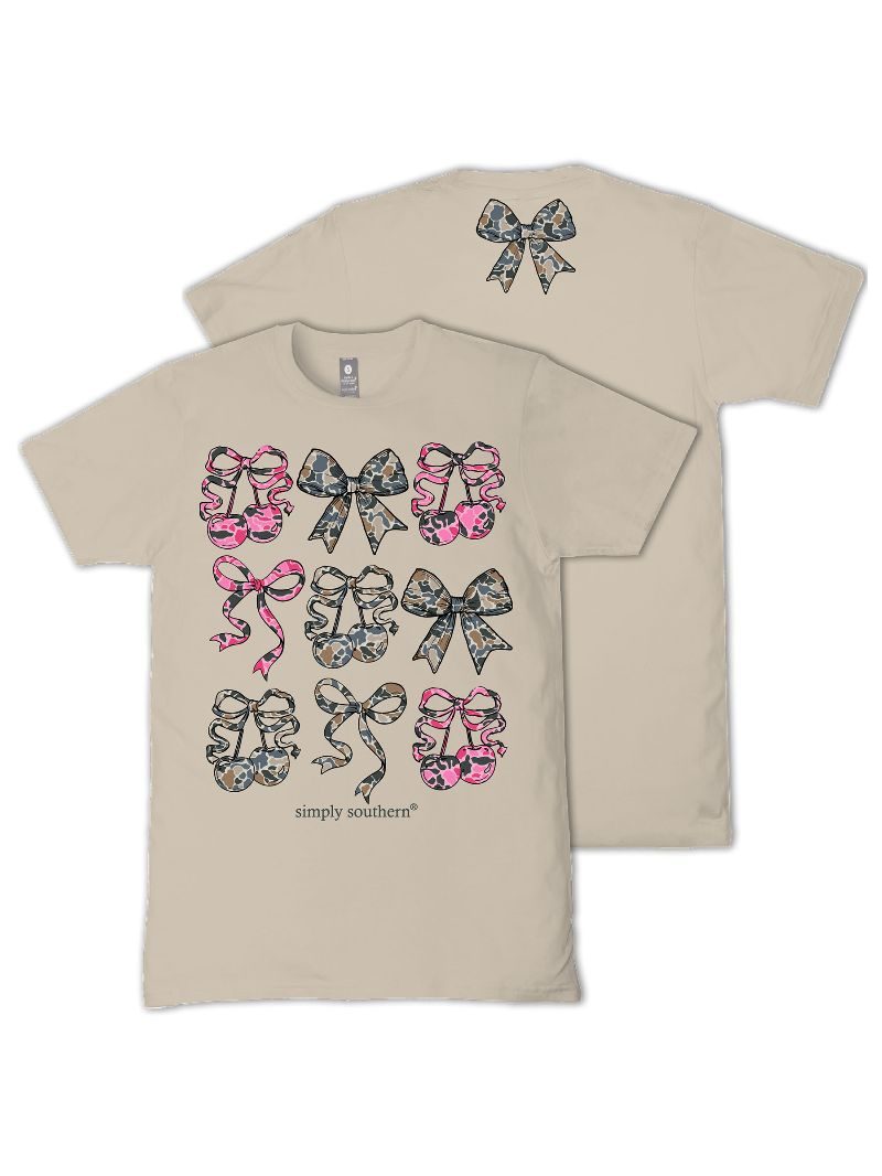 Simply Southern Cherry Camo Bow Clay T-Shirt - SimplyCuteTees