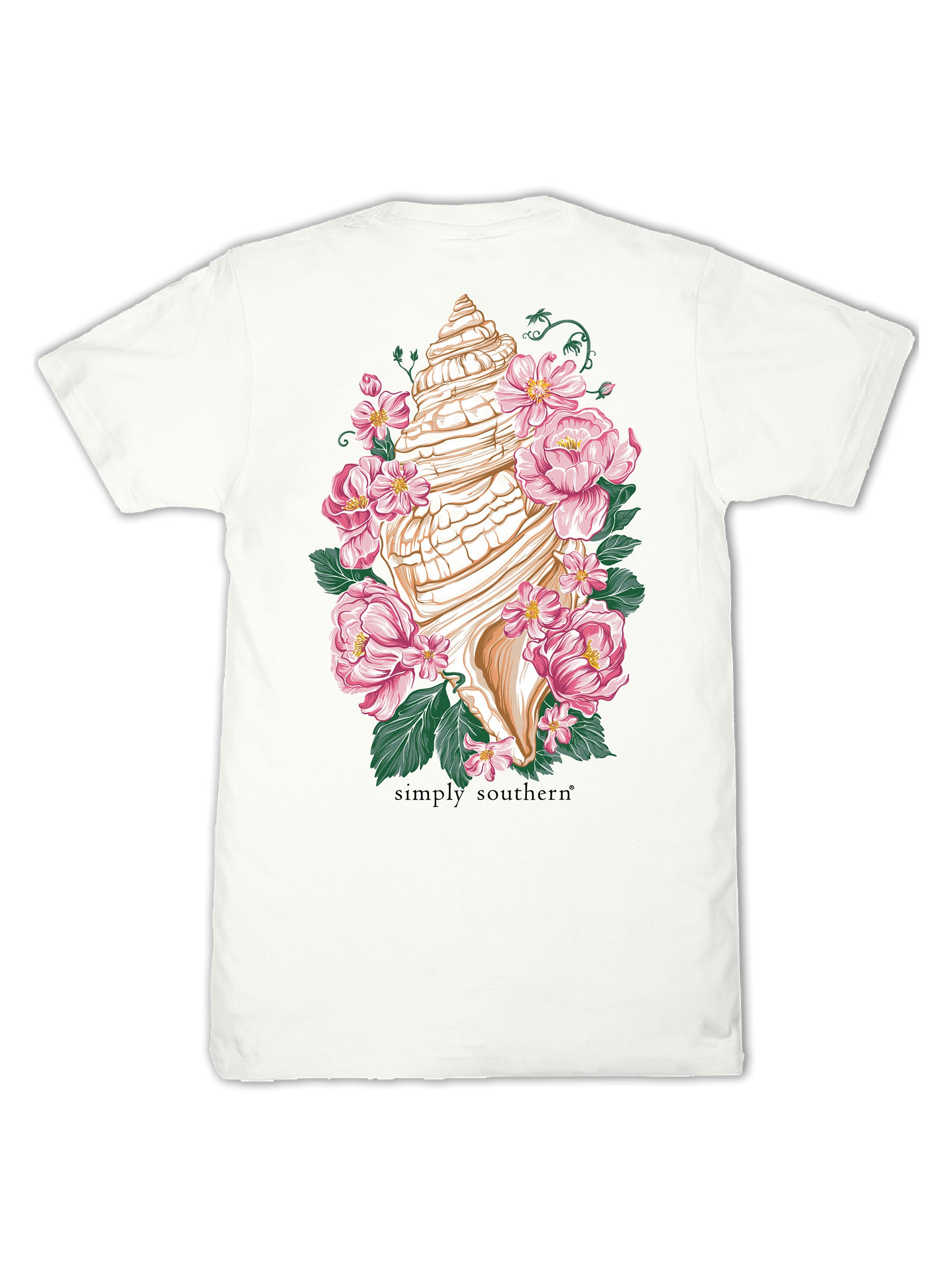 Simply Southern Conch Flowers Oyster T-Shirt - SimplyCuteTees