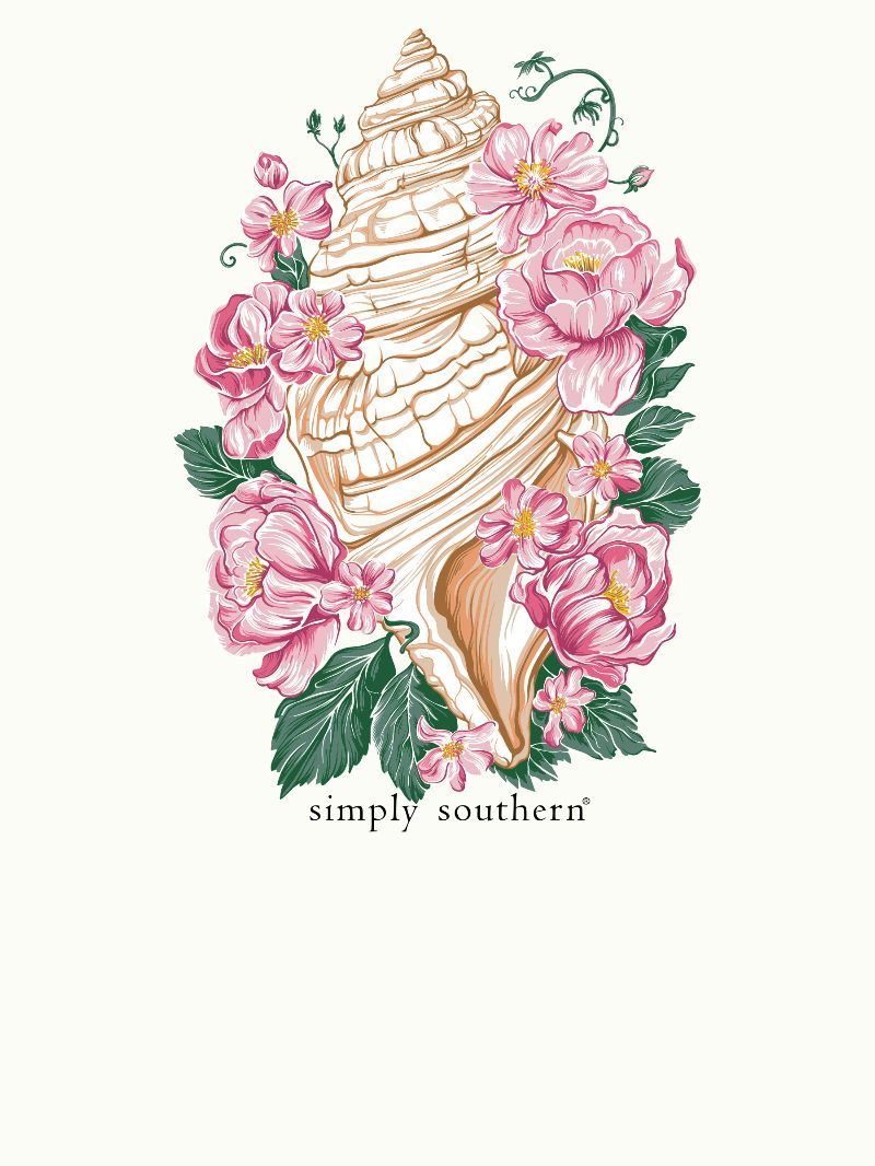 Simply Southern Conch Flowers Oyster T-Shirt - SimplyCuteTees