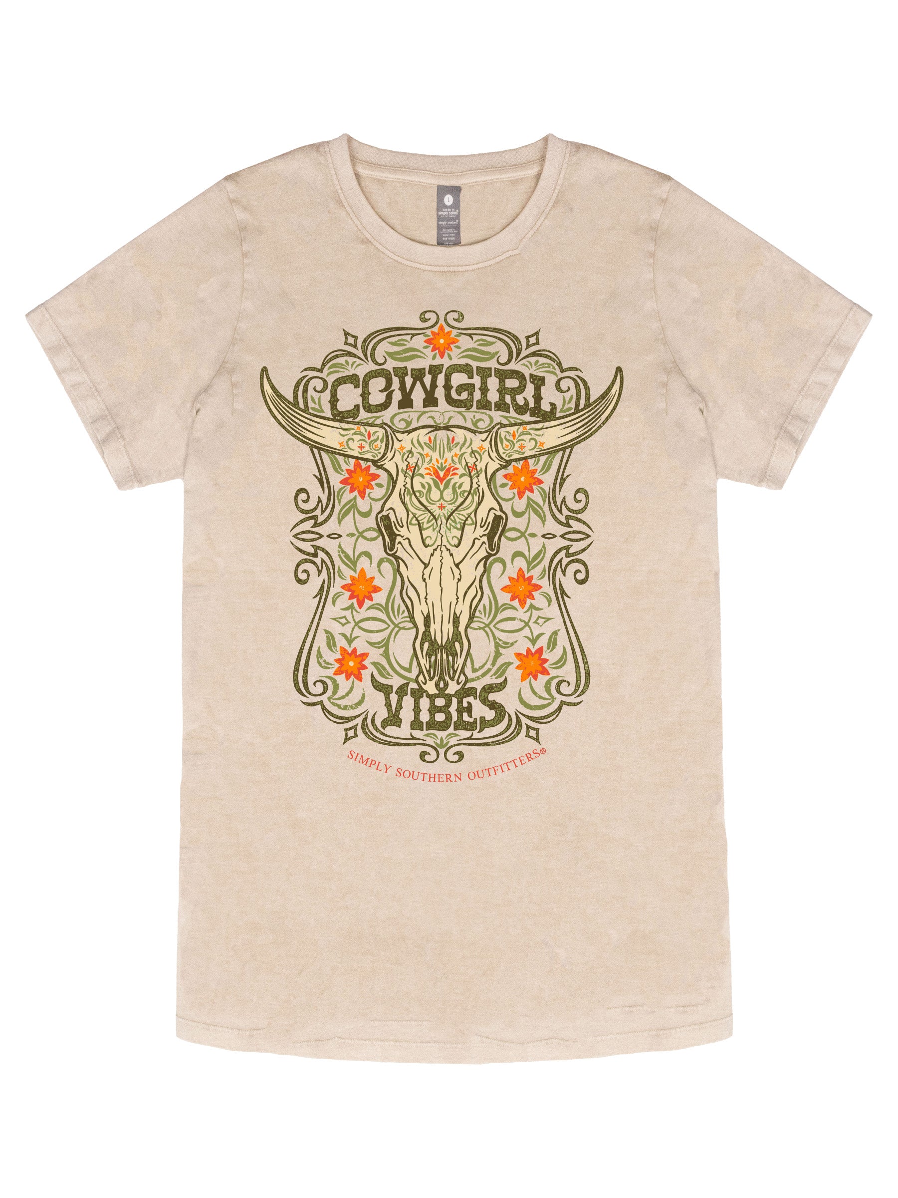 Simply Southern Cowgirl Vibes Washed Cream T-Shirt - SimplyCuteTees