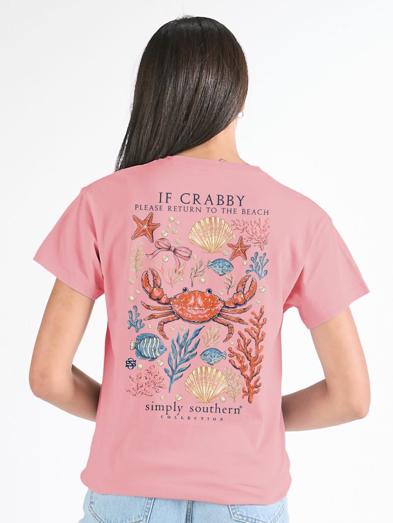 Simply Southern Crabby Beach Tearose T-Shirt - SimplyCuteTees
