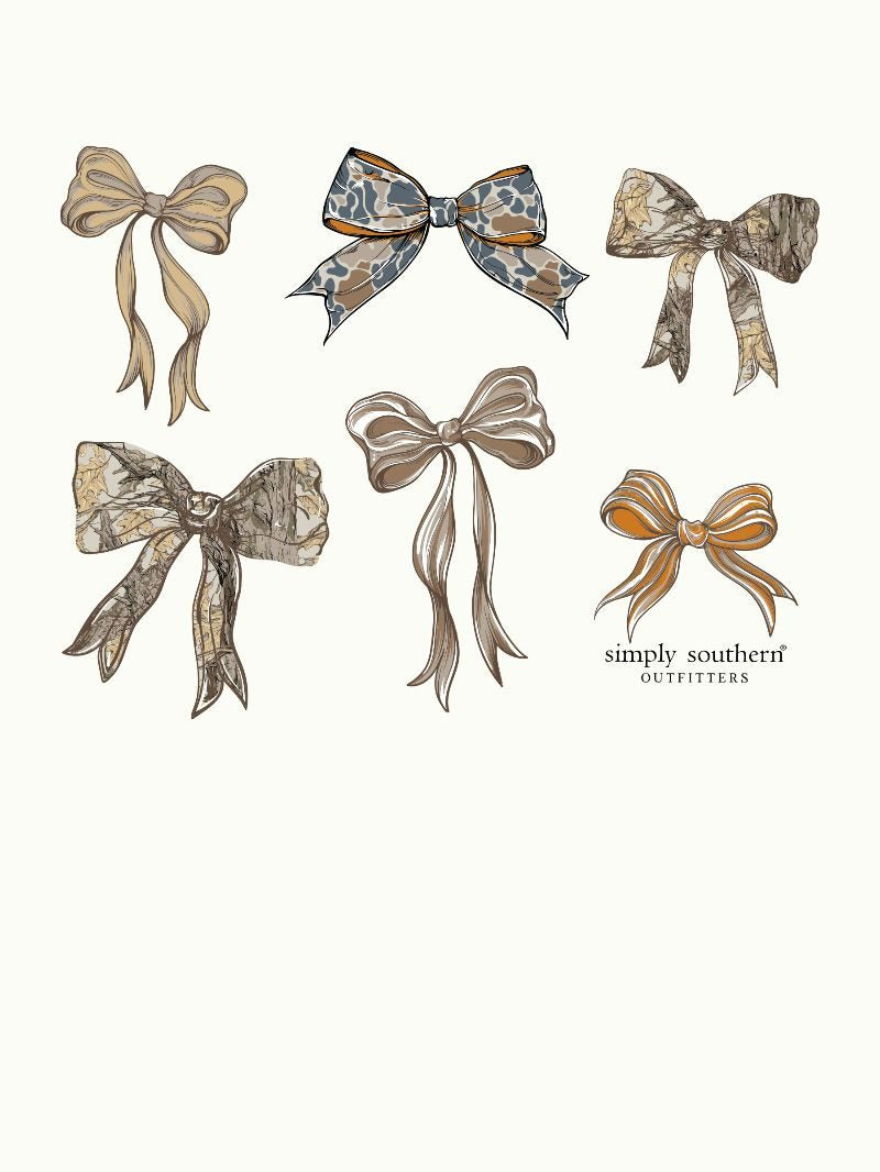 Simply Southern Cute Camo Bows Oyster T-Shirt
