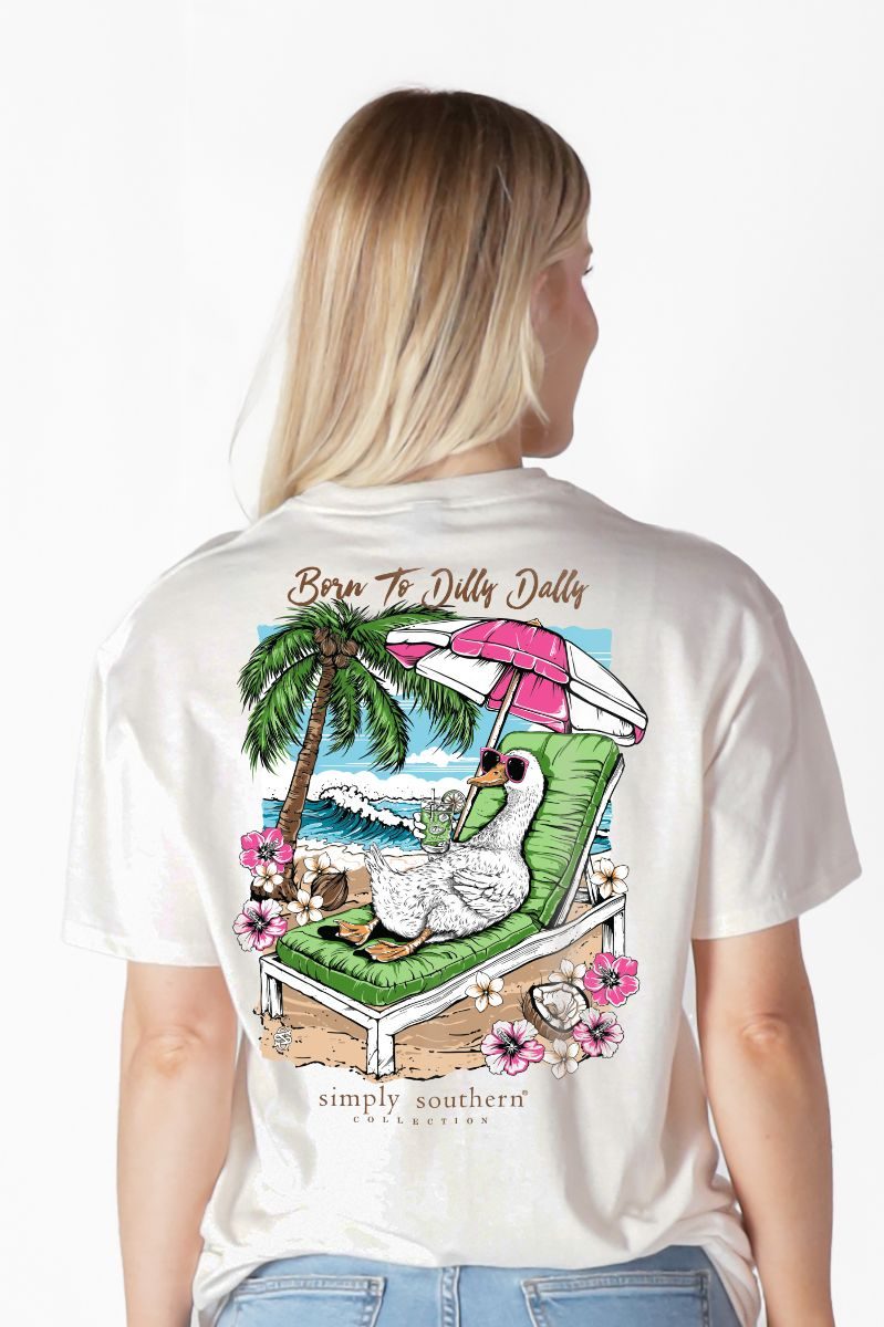 Simply Southern Born To Dilly Dally Oyster T-Shirt - SimplyCuteTees