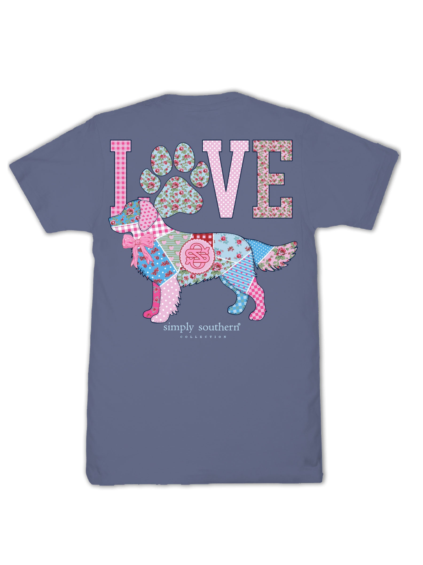 Simply Southern Dog Love Paw Denim Blue T-Shirt