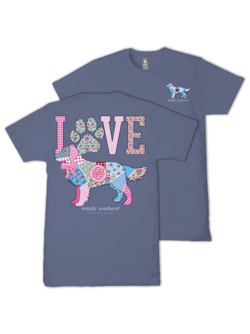 Simply Southern Dog Love Paw Denim Blue T-Shirt