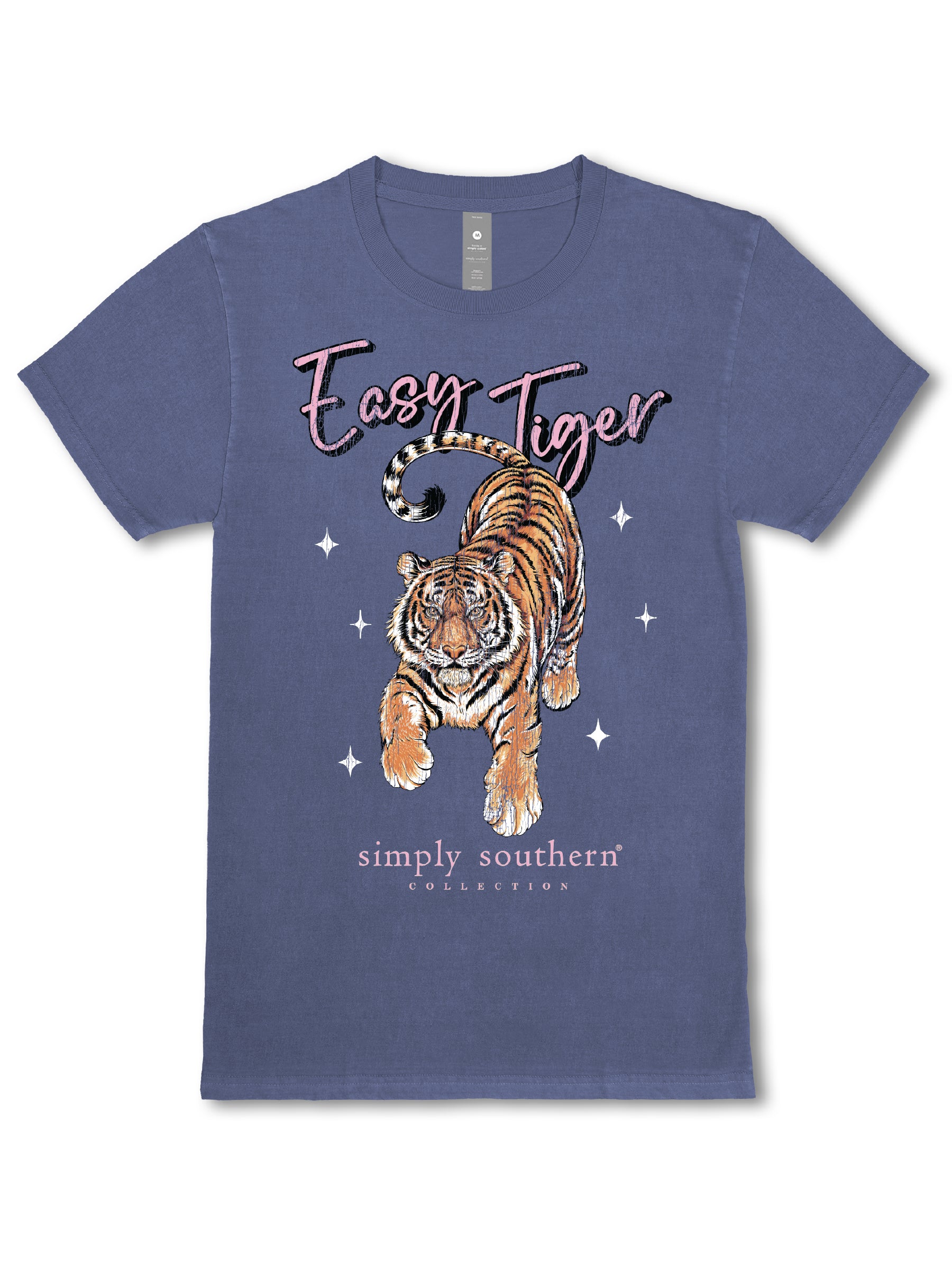 Simply Southern Easy Tiger Washed Navy T-Shirt - SimplyCuteTees