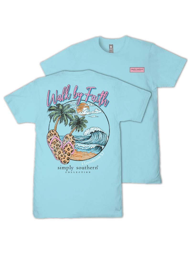 Simply Southern Walk By Faith Beach Agean T-Shirt - SimplyCuteTees