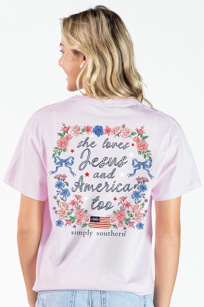 Simply Southern USA Jesus Peony T-Shirt
