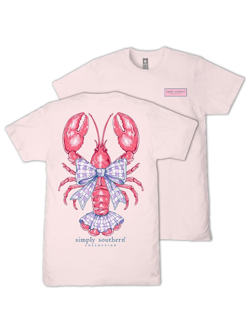 Simply Southern Lobster Bow Rosy T-Shirt - SimplyCuteTees