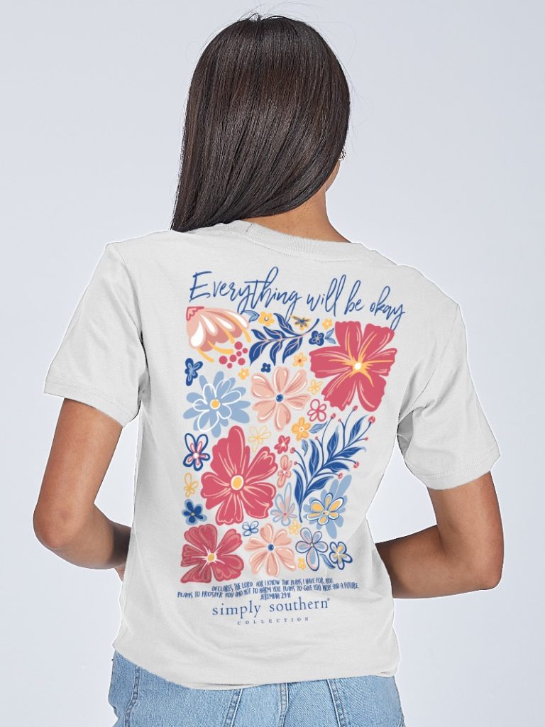 Simply Southern Be Okay Flowers T-Shirt - SimplyCuteTees