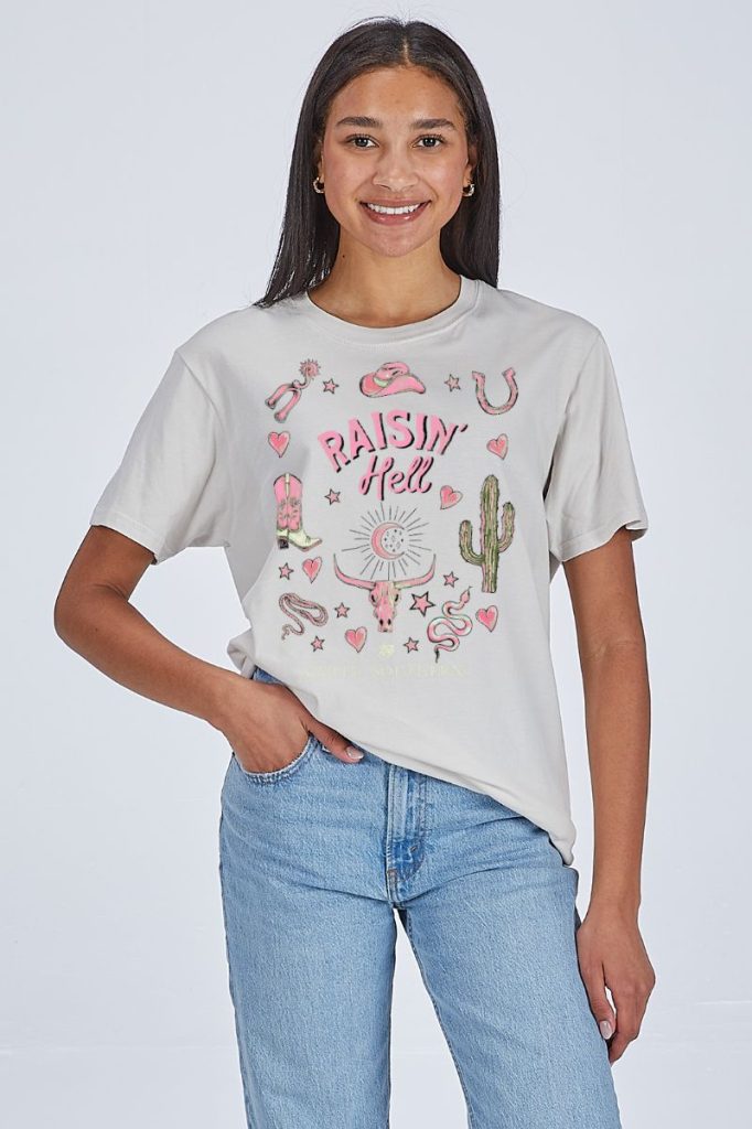 Simply Southern Rasin Hell Washed Shadow T-Shirt - SimplyCuteTees