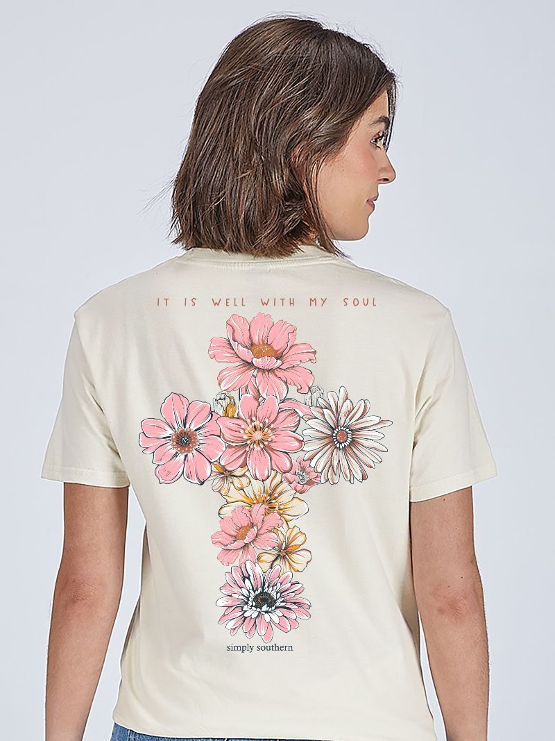 Simply Southern Well Soul Flower Cross T-Shirt - SimplyCuteTees