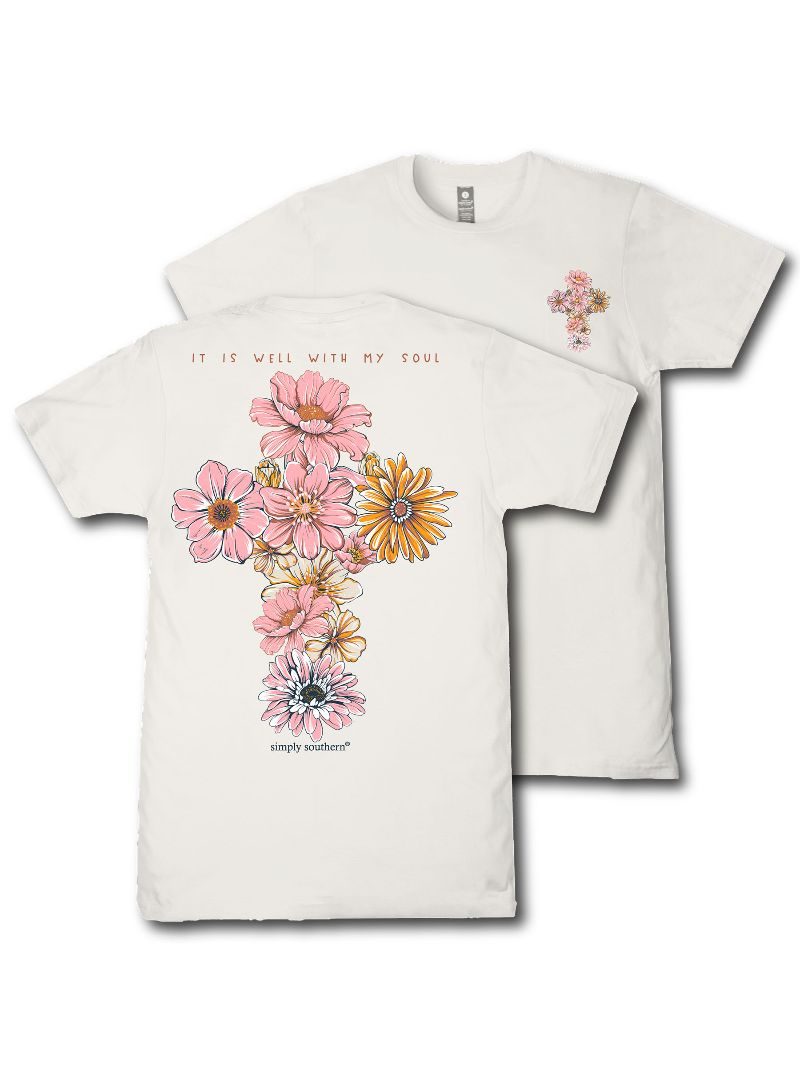 Simply Southern Well Soul Flower Cross T-Shirt - SimplyCuteTees