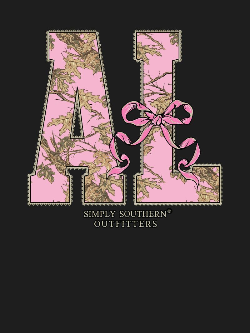 Simply Southern Alabama Camo Bow Black T-Shirt