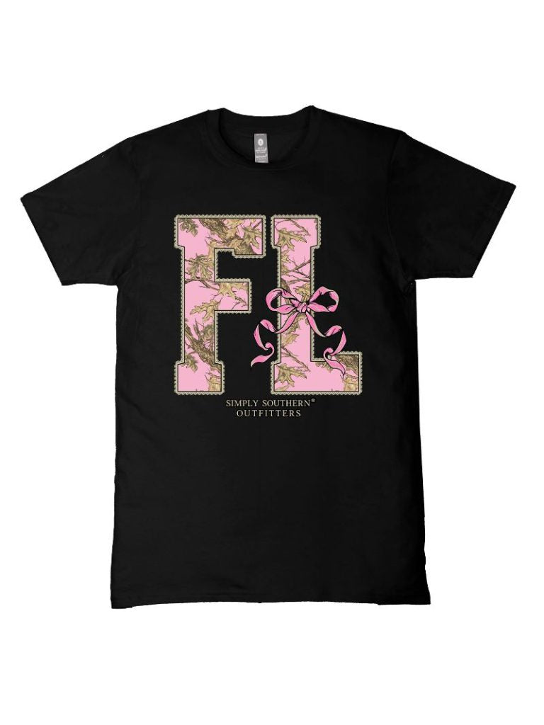 Simply Southern Florida Camo Bow Black T-Shirt - SimplyCuteTees