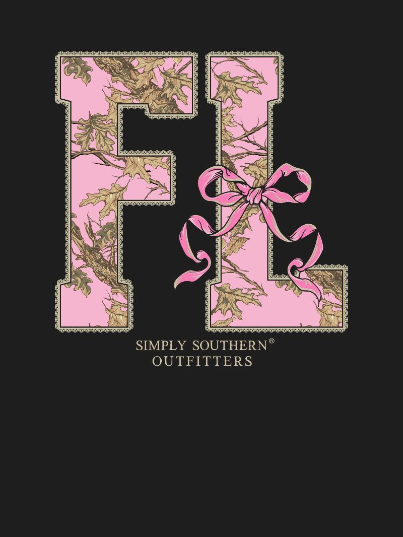 Simply Southern Florida Camo Bow Black T-Shirt - SimplyCuteTees