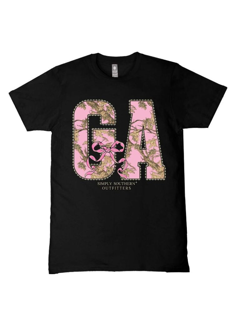 Simply Southern Georgia Camo Bow Black T-Shirt - SimplyCuteTees