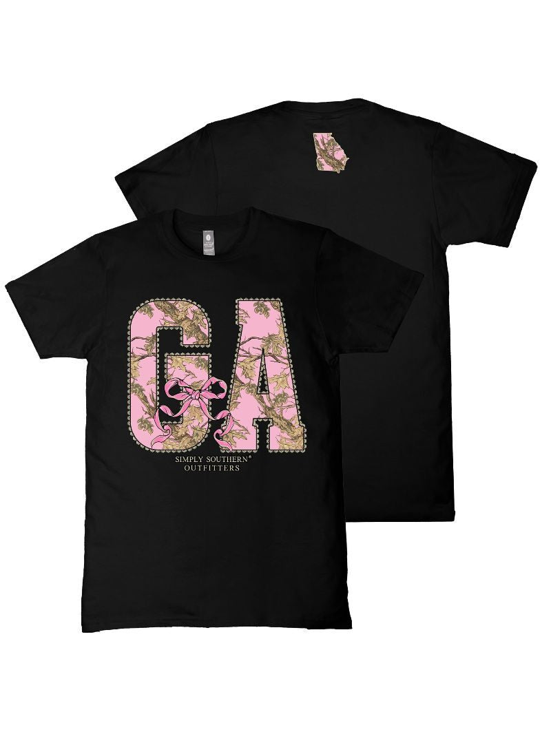 Simply Southern Georgia Camo Bow Black T-Shirt - SimplyCuteTees