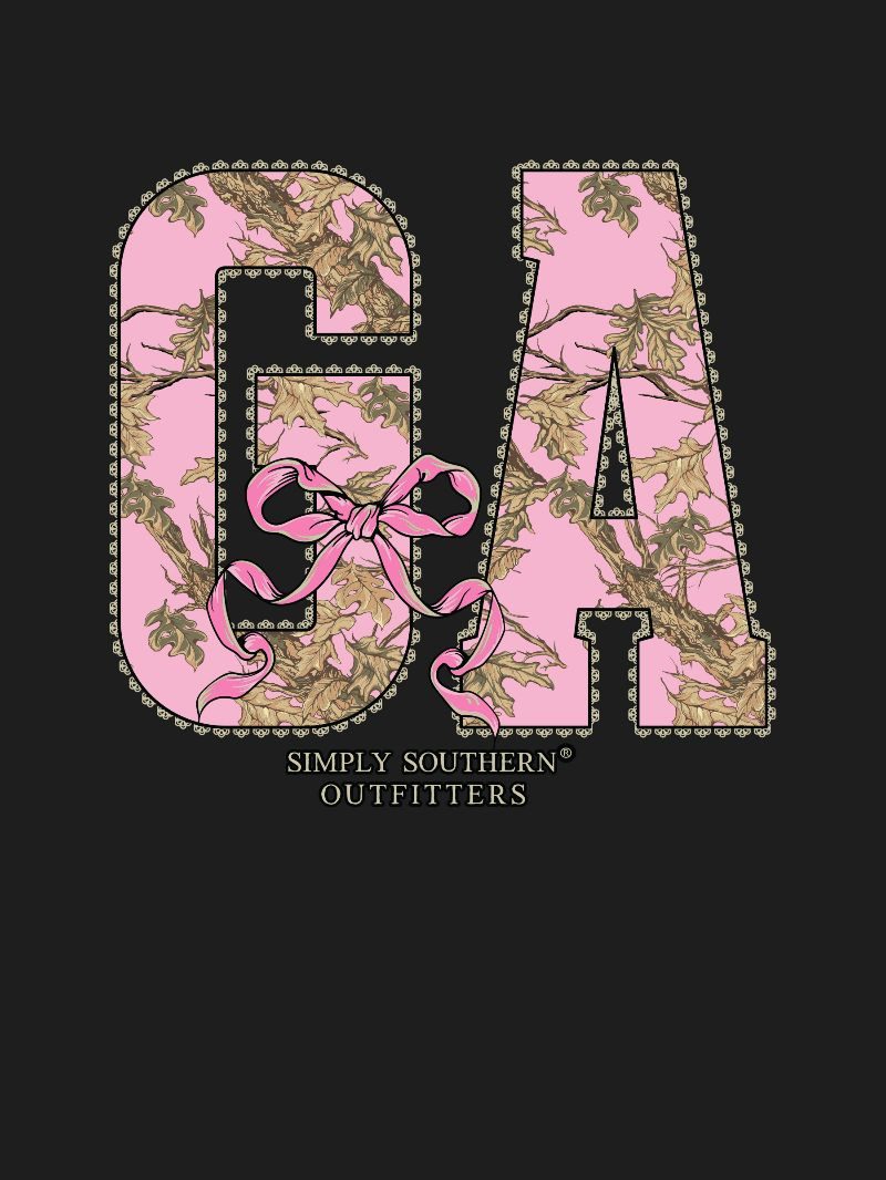 Simply Southern Georgia Camo Bow Black T-Shirt - SimplyCuteTees